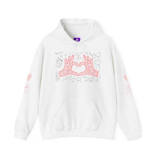 Love Hands Unisex Hooded Sweatshirt - Cozy & Cute for Couples and Friends