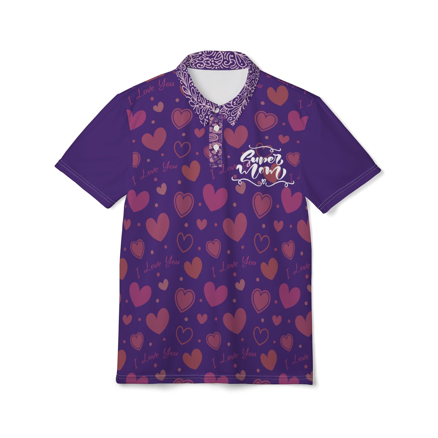 Valentine's Day Love Polo Shirt, Romantic Gift, Unisex Casual Shirt, Heart Print Apparel, Cute Couple Outfit