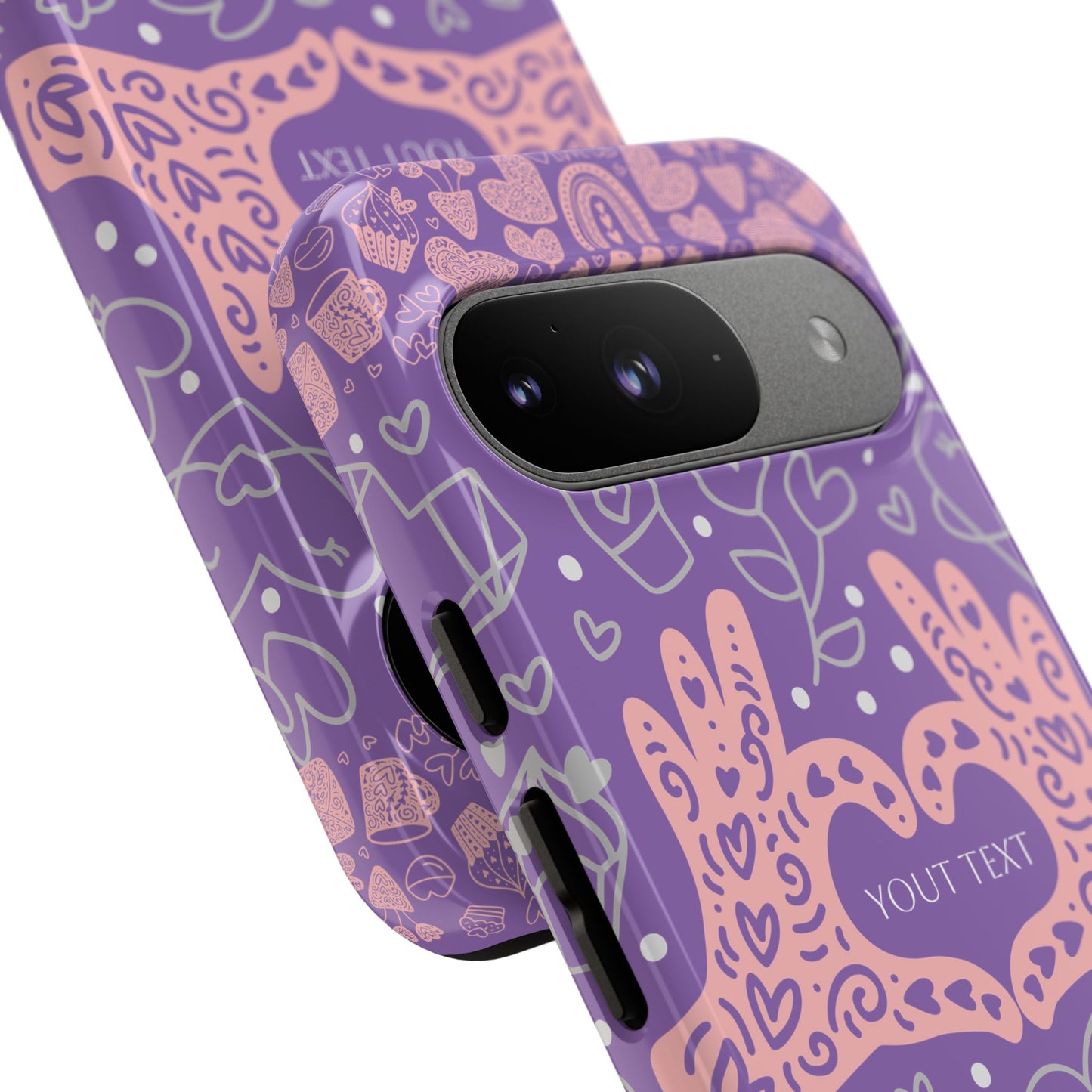 Colorful Heart Pattern Phone Case - Customizable Tough Case