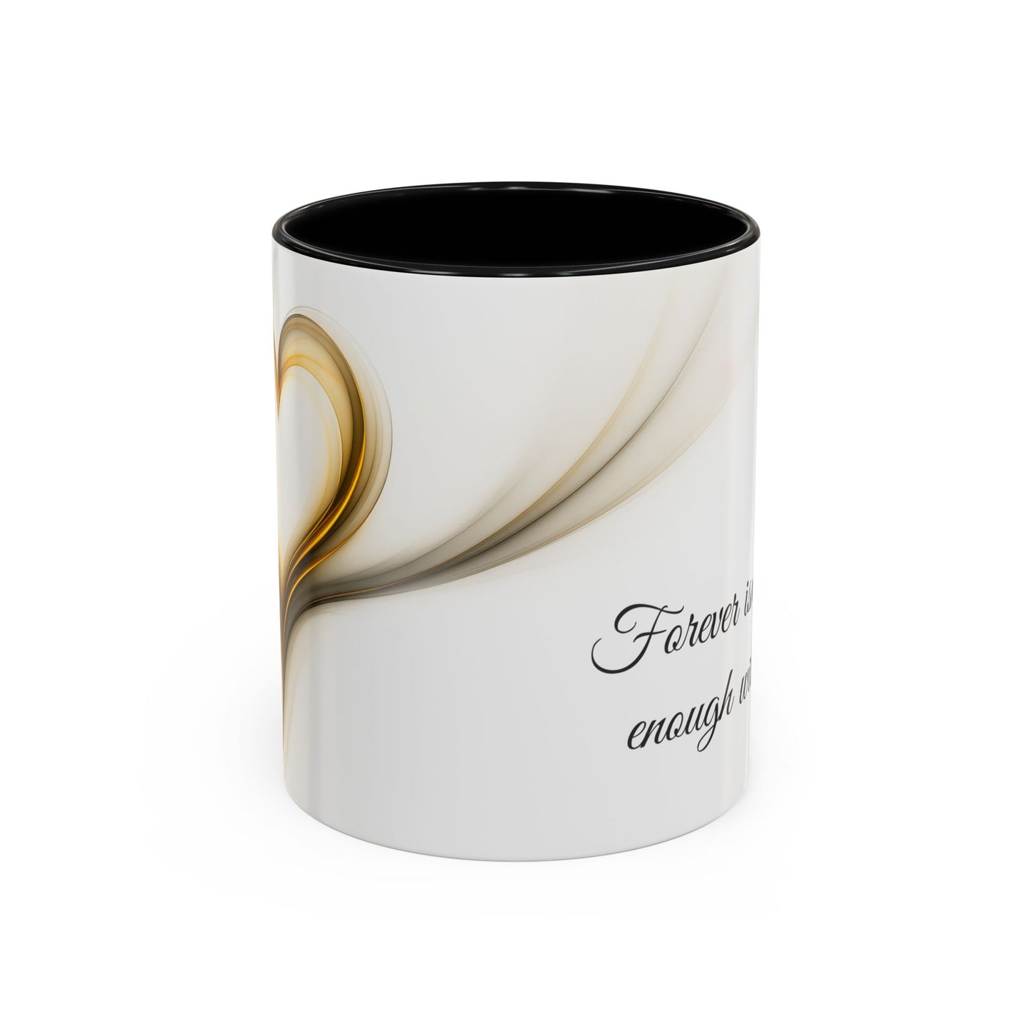 Coffee Mug - Modern Abstract Golden Heart Design - Romantic Gift for Love One