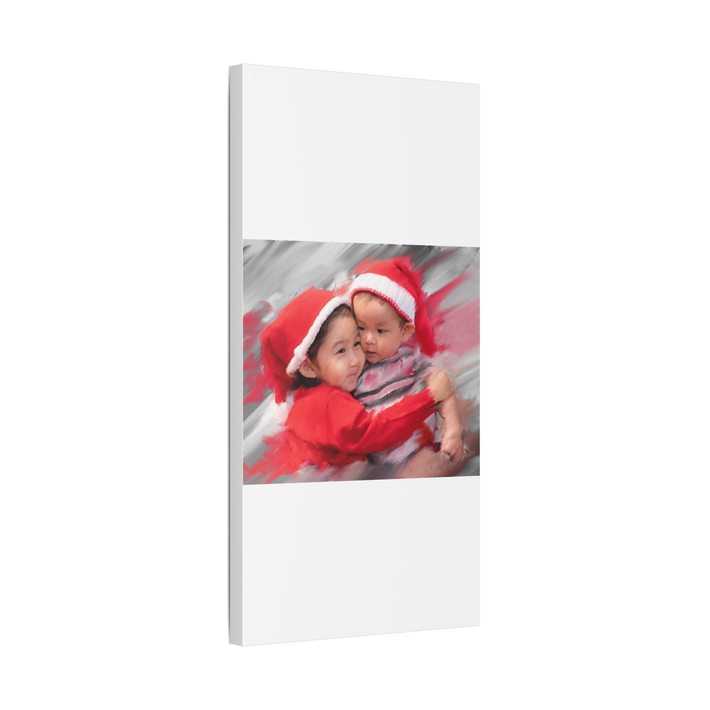 Children in Santa Hats Classic Stretched Canvas | Holiday Nursery Wall Art