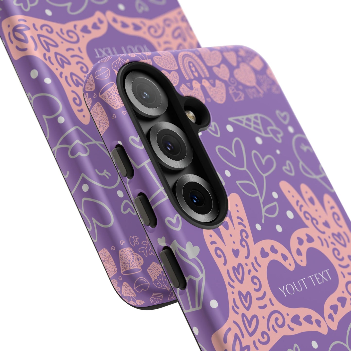Colorful Heart Pattern Phone Case - Customizable Tough Case