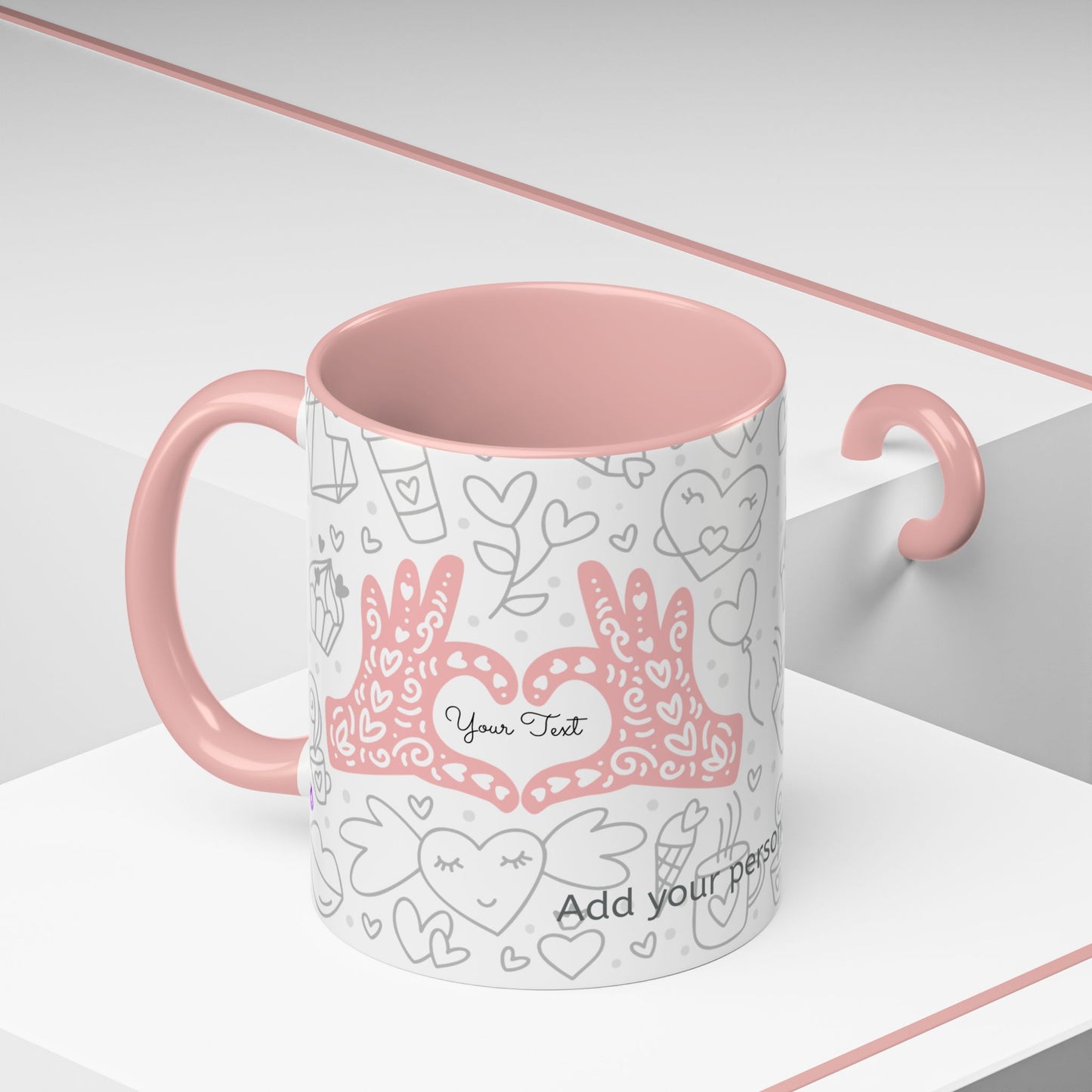 Custom Sweetheart Accent Coffee Mug – 11oz & 15oz – Cute Design for Coffee Lovers