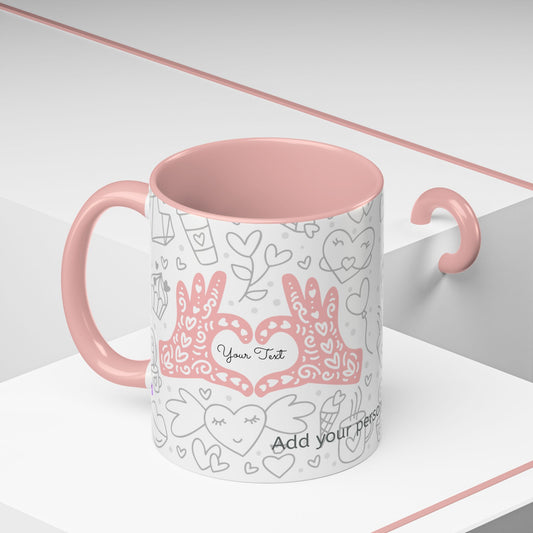Custom Sweetheart Accent Coffee Mug – 11oz & 15oz – Cute Design for Coffee Lovers