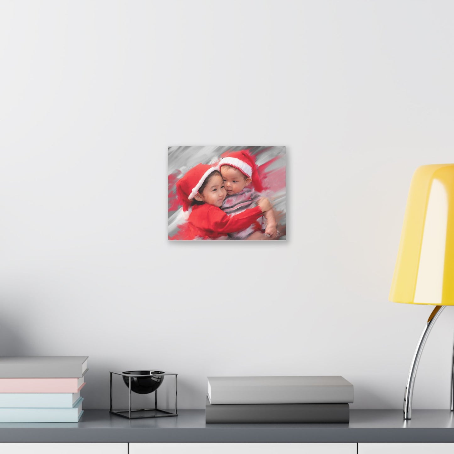 Children in Santa Hats Classic Stretched Canvas | Holiday Nursery Wall Art