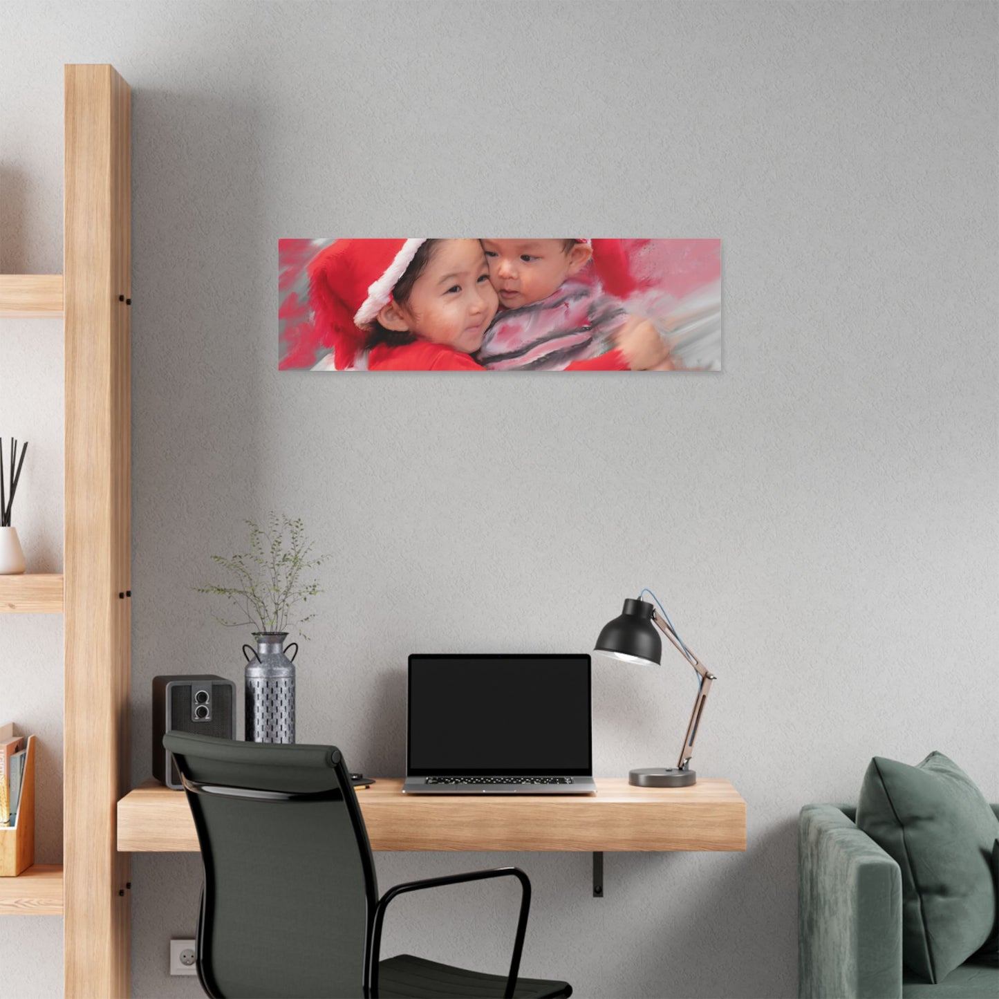 Children in Santa Hats Classic Stretched Canvas | Holiday Nursery Wall Art