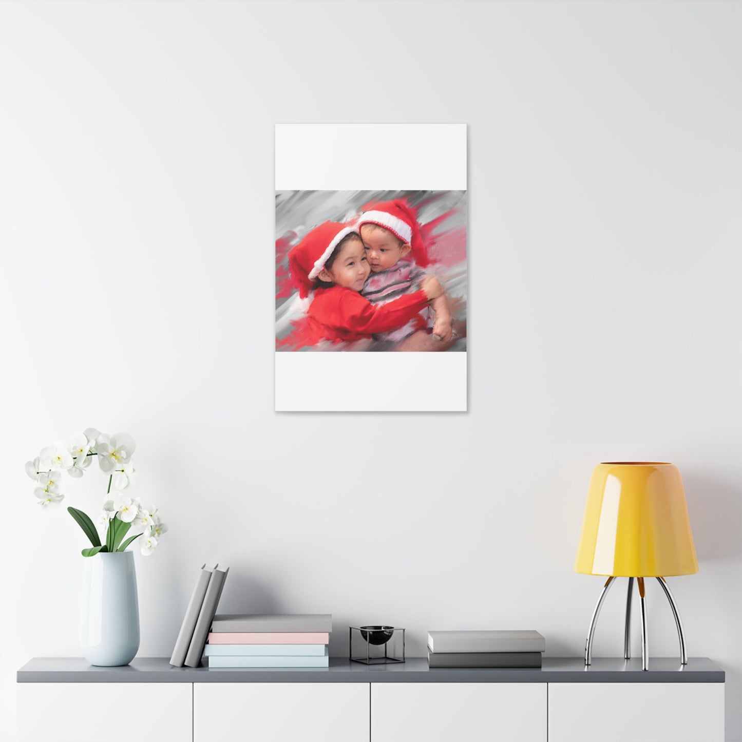 Children in Santa Hats Classic Stretched Canvas | Holiday Nursery Wall Art