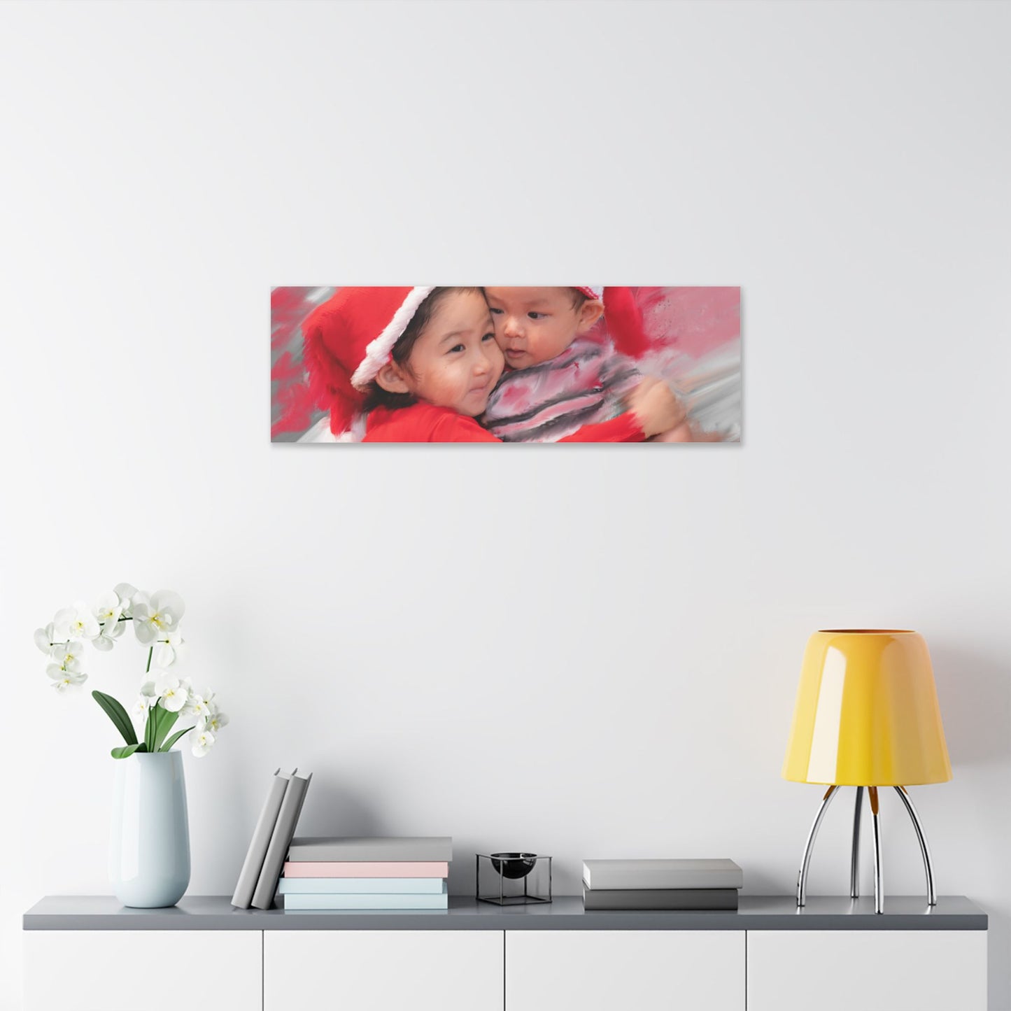 Children in Santa Hats Classic Stretched Canvas | Holiday Nursery Wall Art