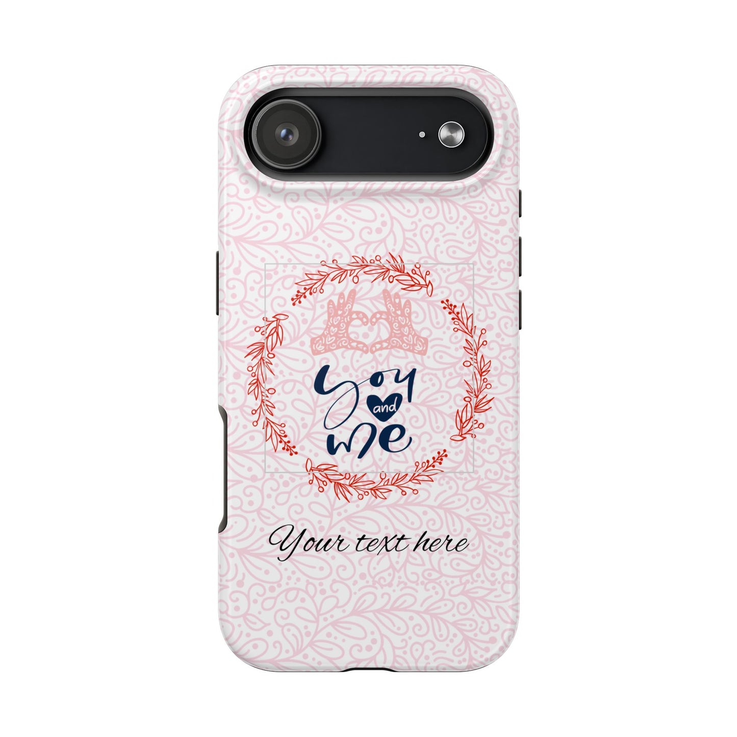 Phone Case — Pink Hand-Heart Floral Protective Tough Case