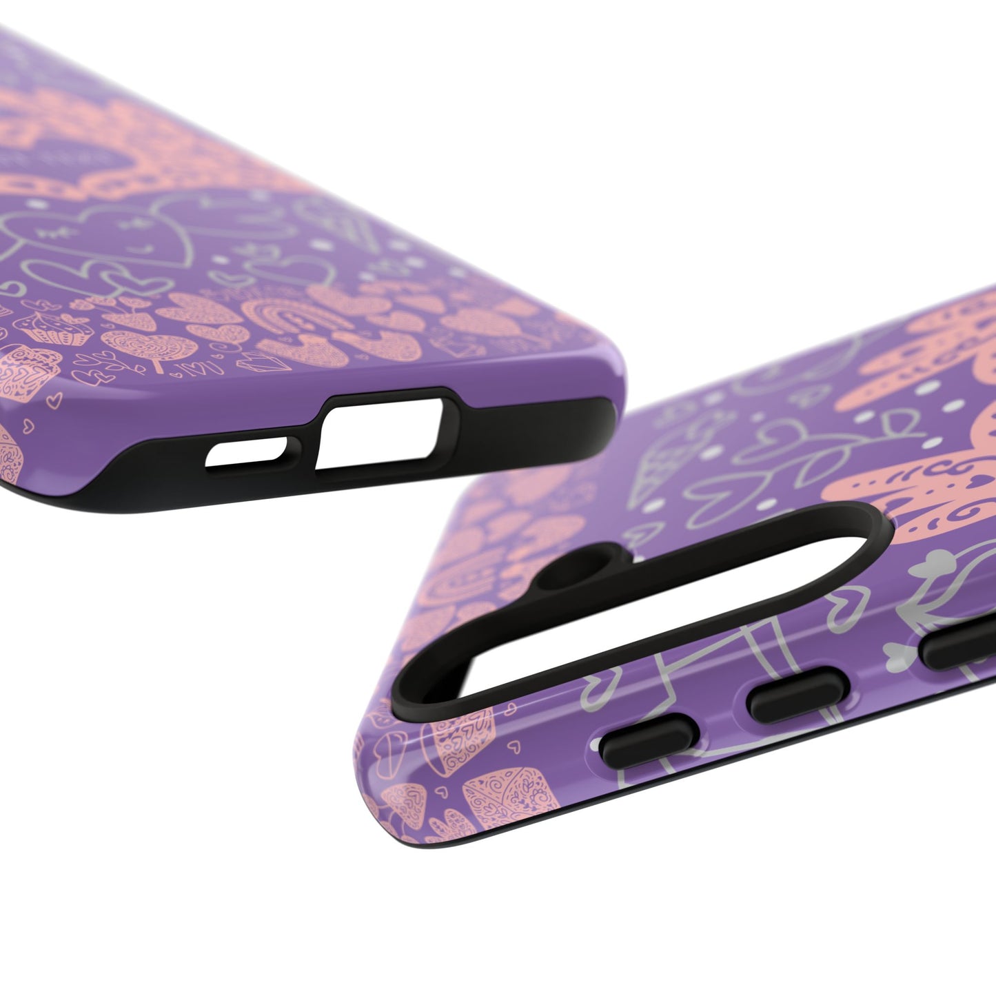 Colorful Heart Pattern Phone Case - Customizable Tough Case