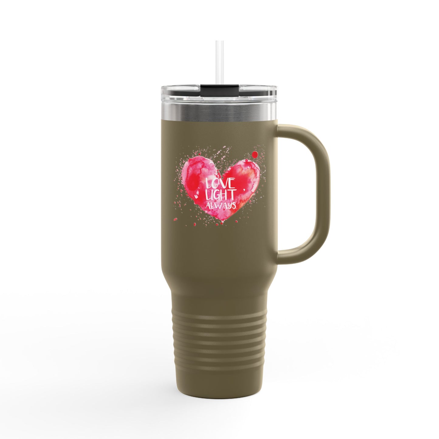 Love Light Always Insulated Travel Mug - 40oz | Heart Design for Daily Hydration & Gift Giving