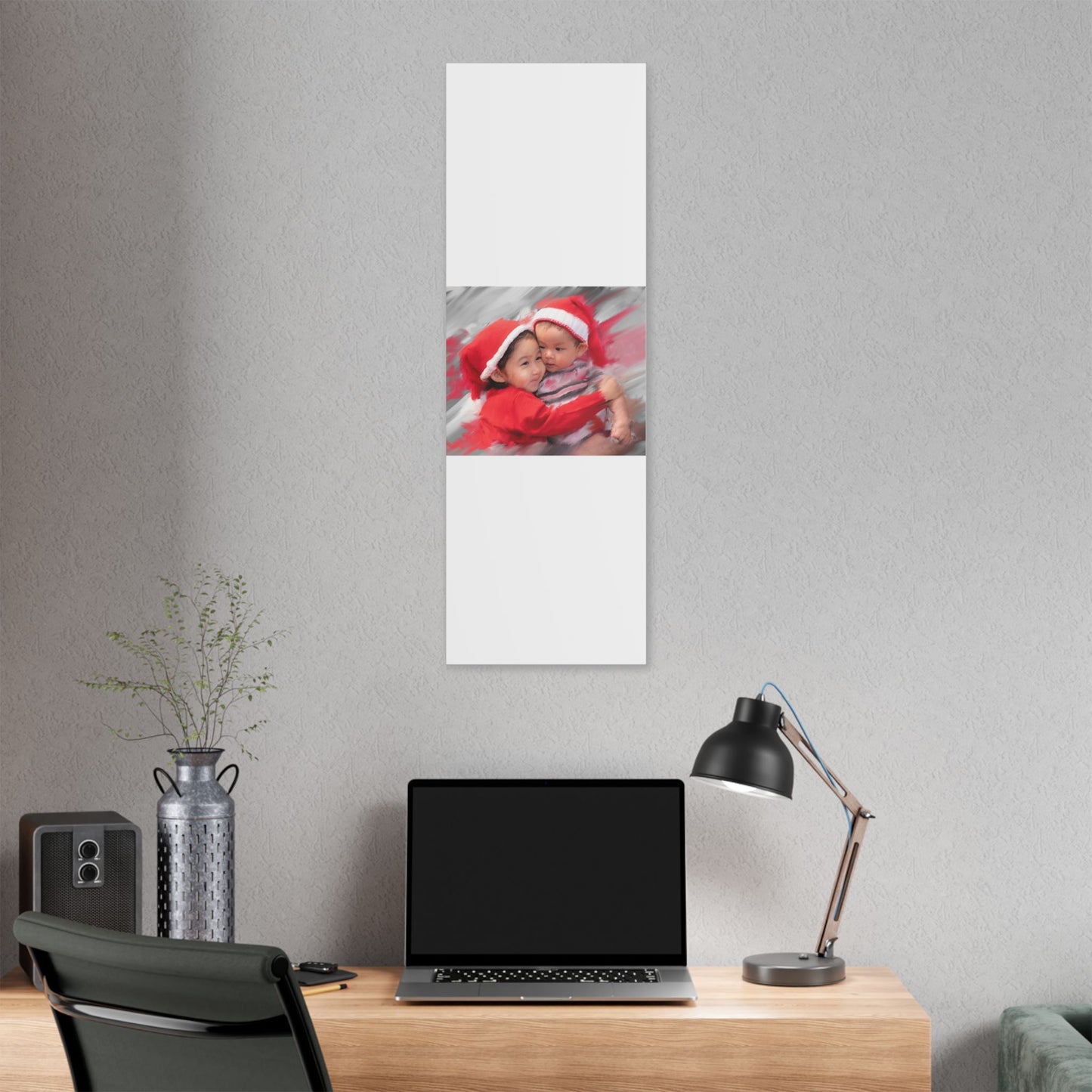 Children in Santa Hats Classic Stretched Canvas | Holiday Nursery Wall Art