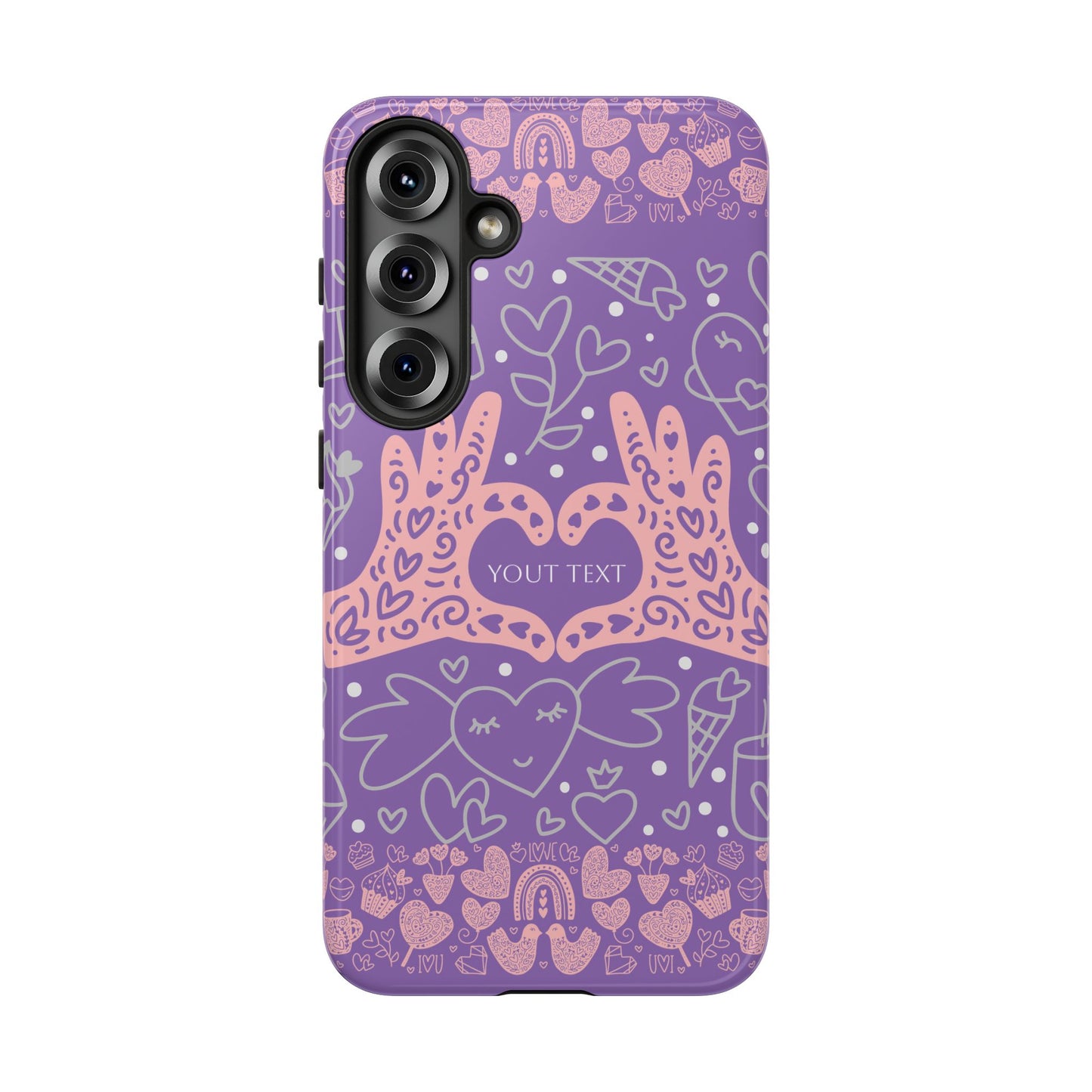 Colorful Heart Pattern Phone Case - Customizable Tough Case