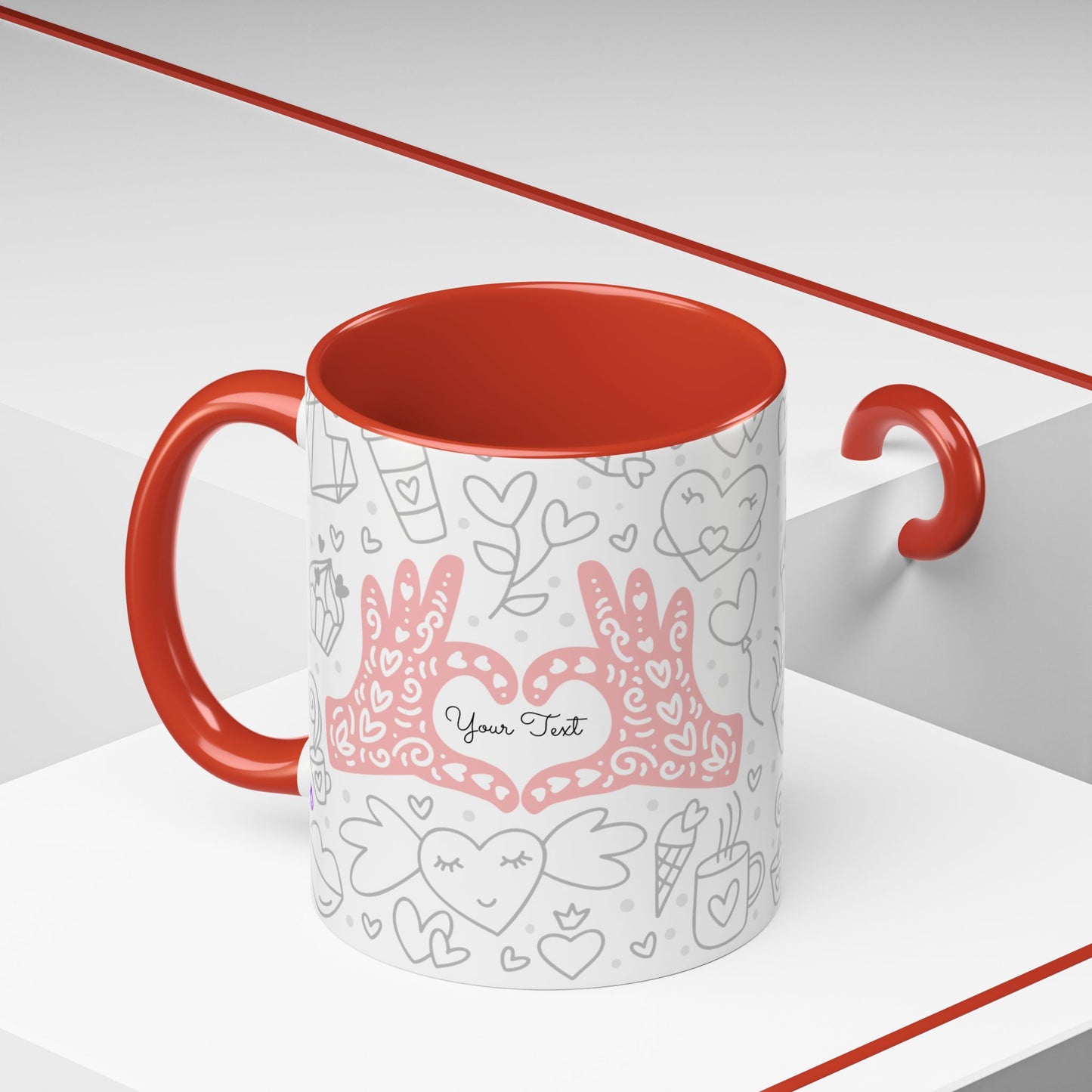 Sweetheart Accent Coffee Mug - 11oz & 15oz - Cute Design for Coffee Lovers