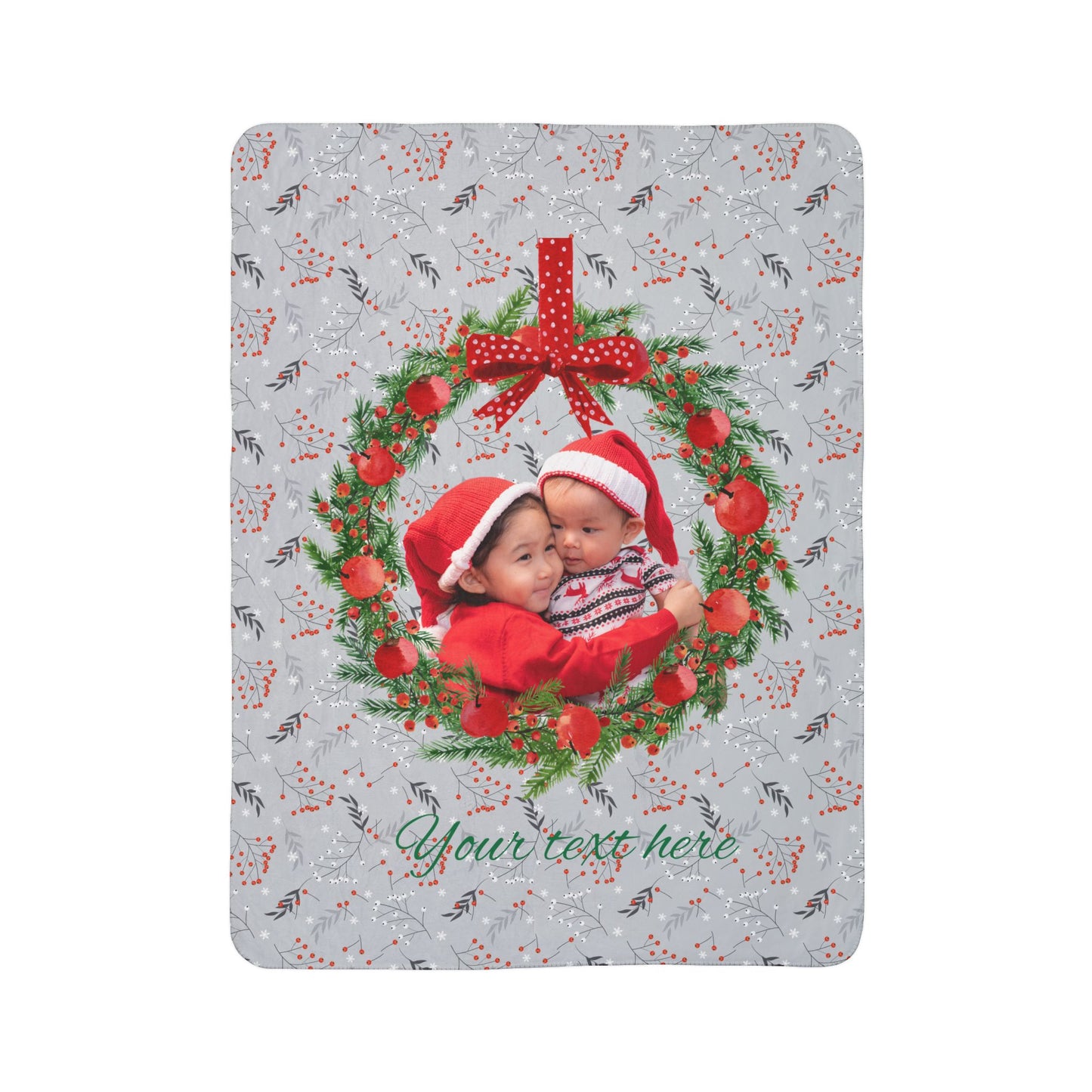 Botanical Berries Pattern | Custom Photo & Text | Cozy Winter Gift by Gava Studio