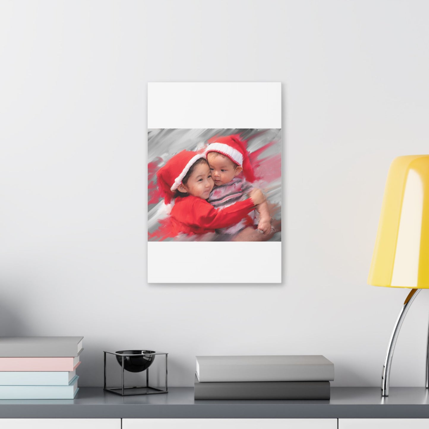 Children in Santa Hats Classic Stretched Canvas | Holiday Nursery Wall Art