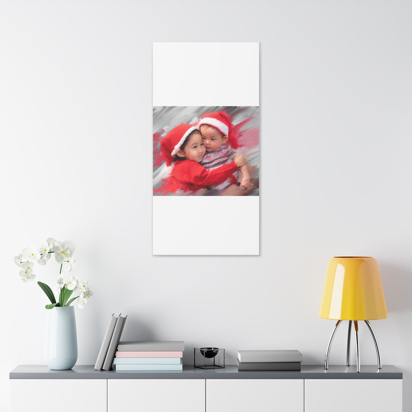 Children in Santa Hats Classic Stretched Canvas | Holiday Nursery Wall Art