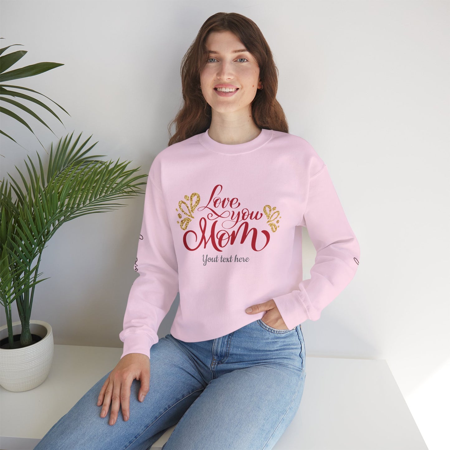 Love You Mom Crewneck Sweatshirt - Best Mom Gift for Mother's Day