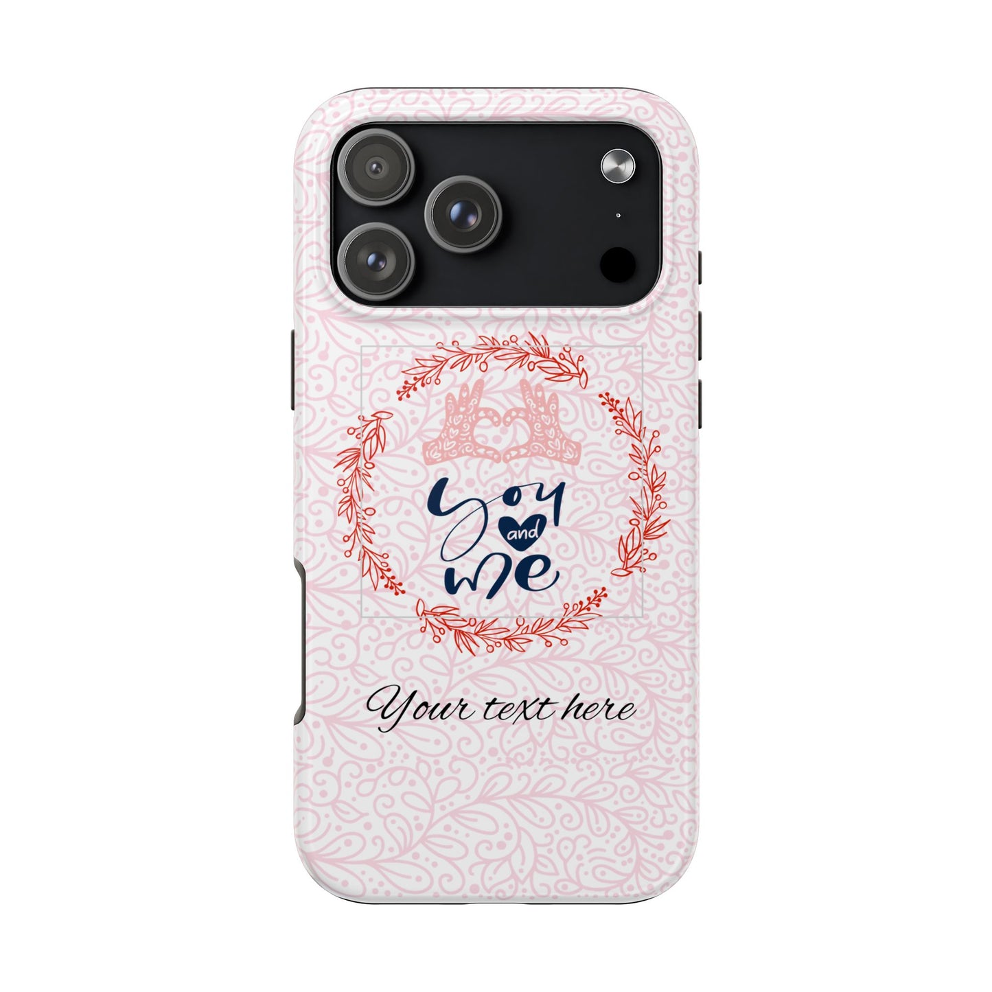 Phone Case — Pink Hand-Heart Floral Protective Tough Case