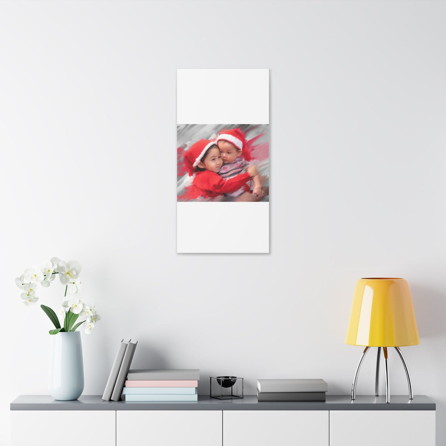 Children in Santa Hats Classic Stretched Canvas | Holiday Nursery Wall Art