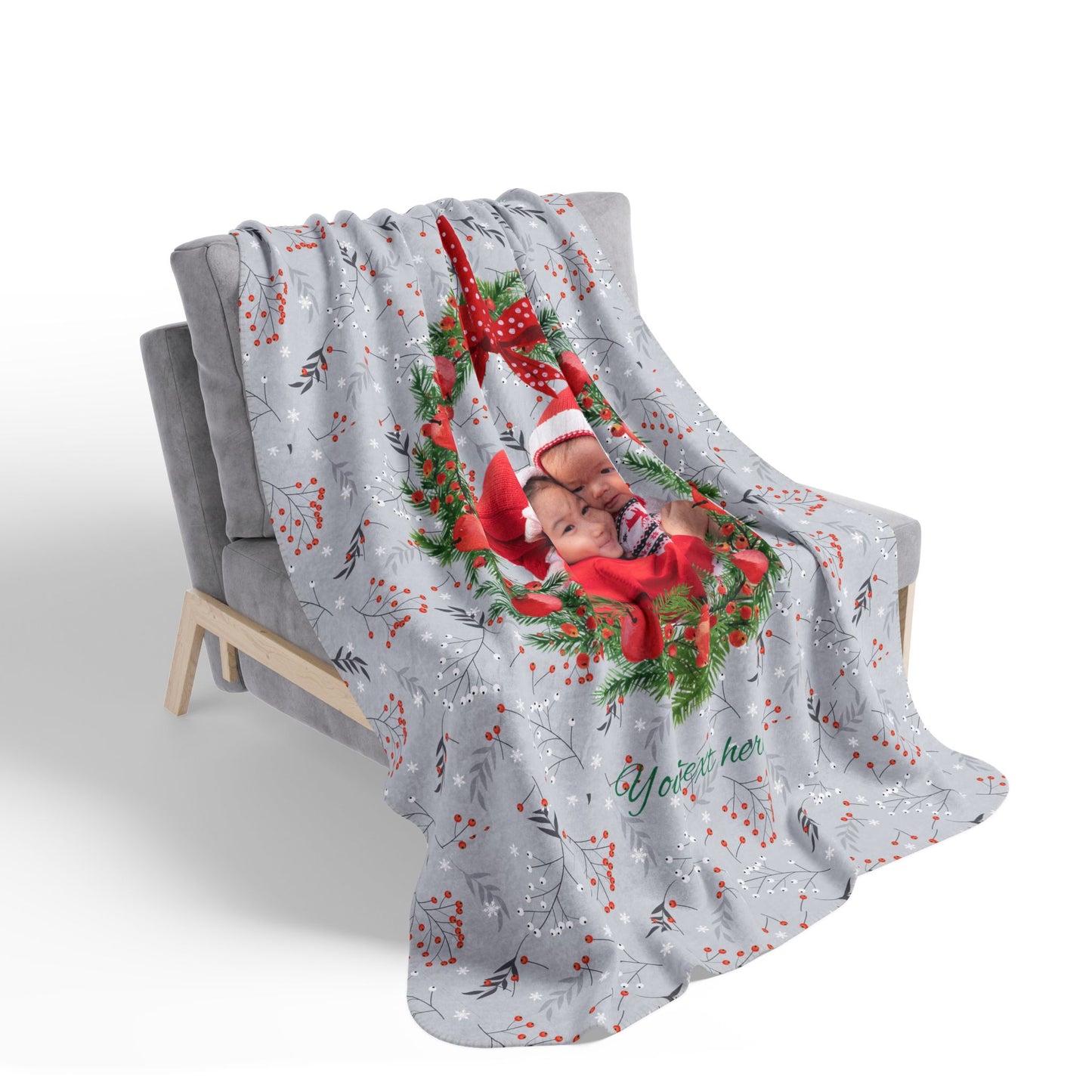 Botanical Berries Pattern | Custom Photo & Text | Cozy Winter Gift by Gava Studio