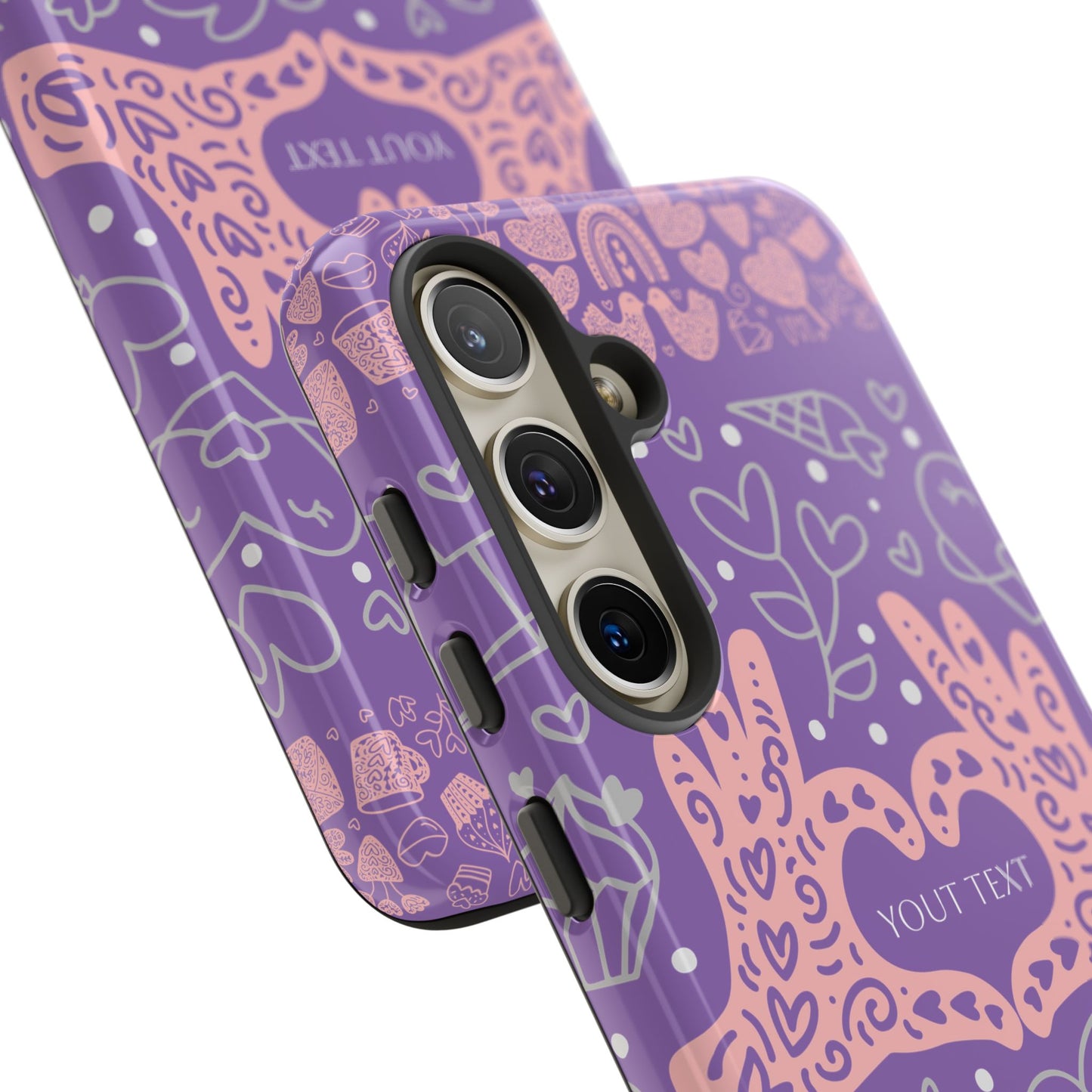 Colorful Heart Pattern Phone Case - Customizable Tough Case