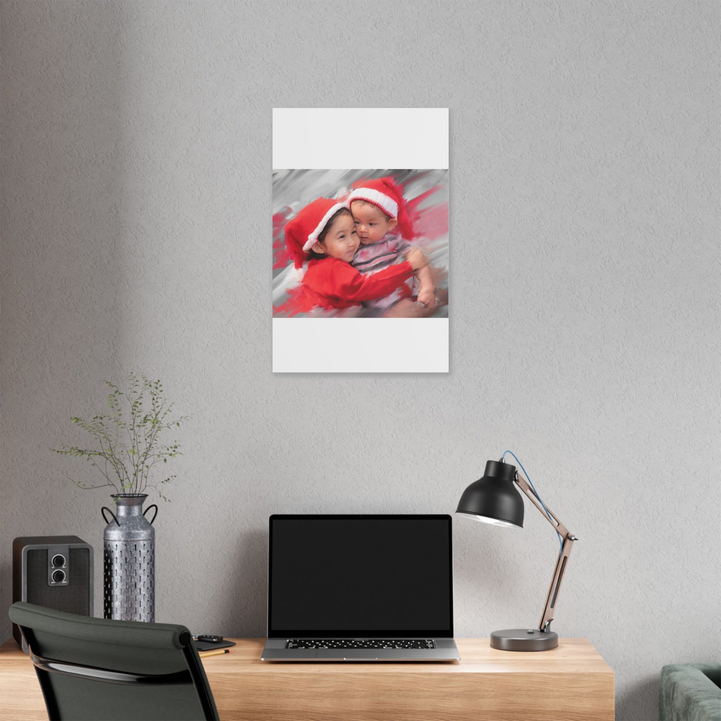 Children in Santa Hats Classic Stretched Canvas | Holiday Nursery Wall Art