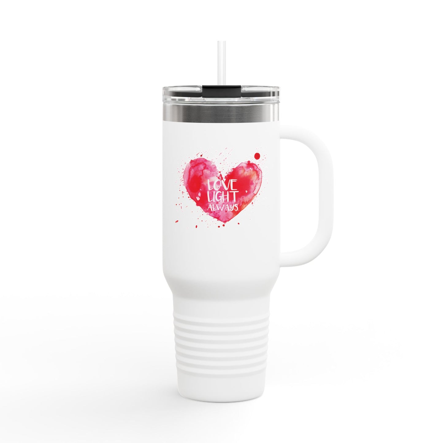 Love Light Always Insulated Travel Mug - 40oz | Heart Design for Daily Hydration & Gift Giving