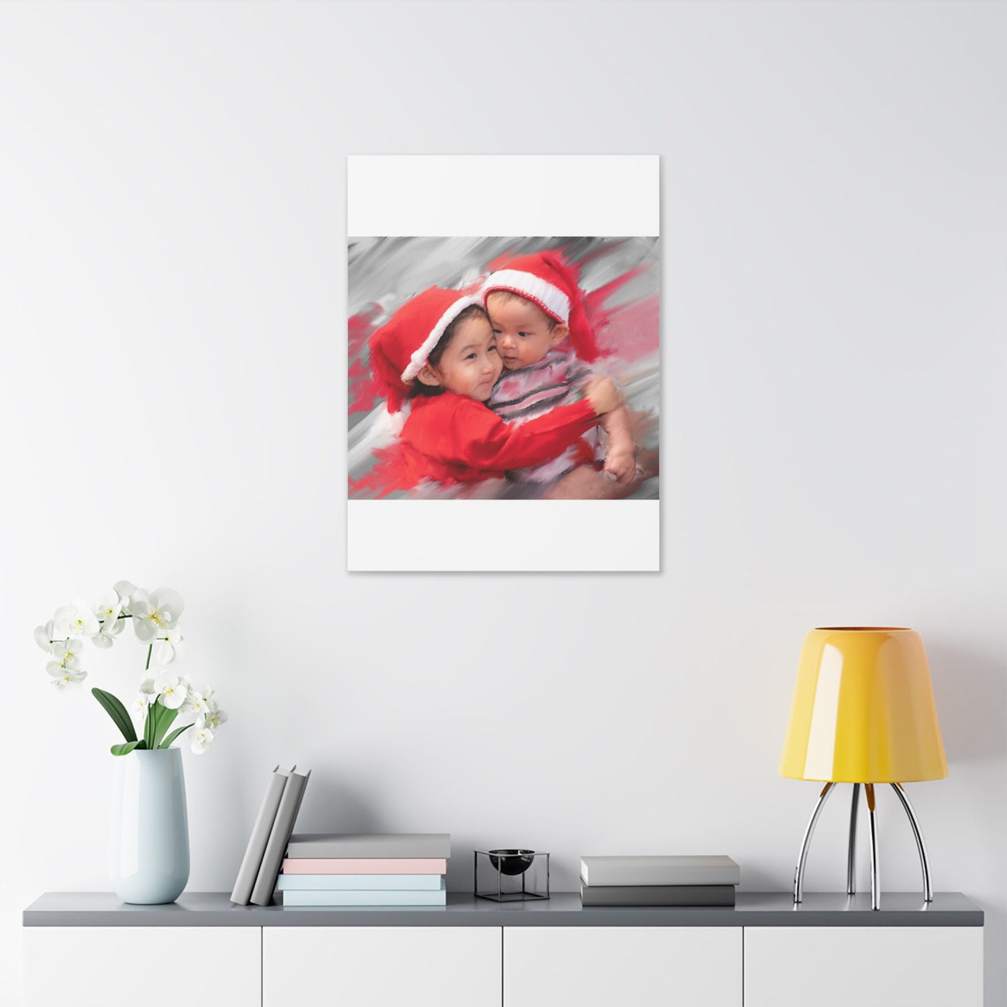Children in Santa Hats Classic Stretched Canvas | Holiday Nursery Wall Art
