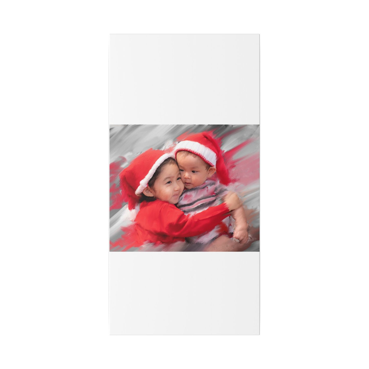 Children in Santa Hats Classic Stretched Canvas | Holiday Nursery Wall Art