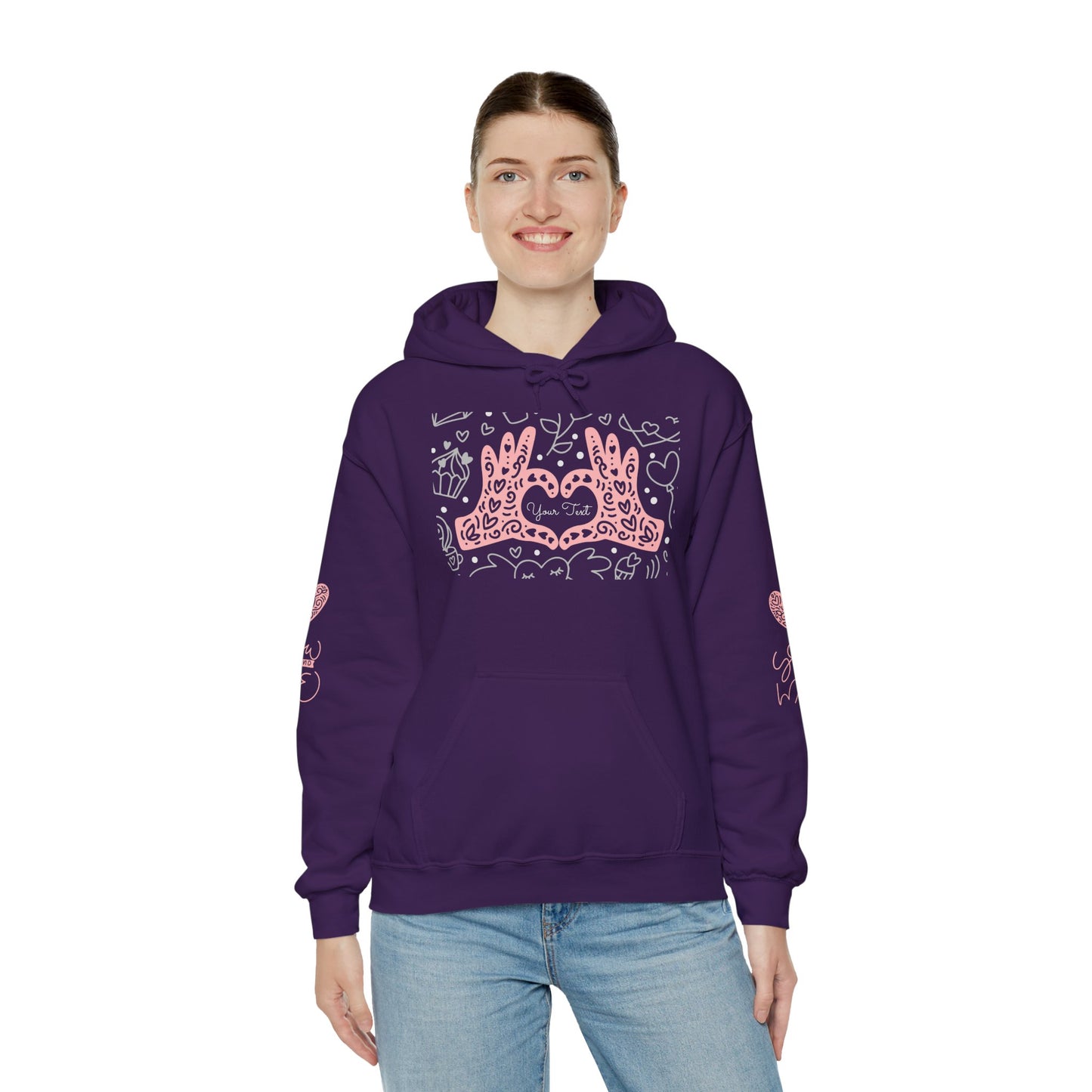 Love Hands Unisex Hooded Sweatshirt - Cozy & Cute for Couples and Friends