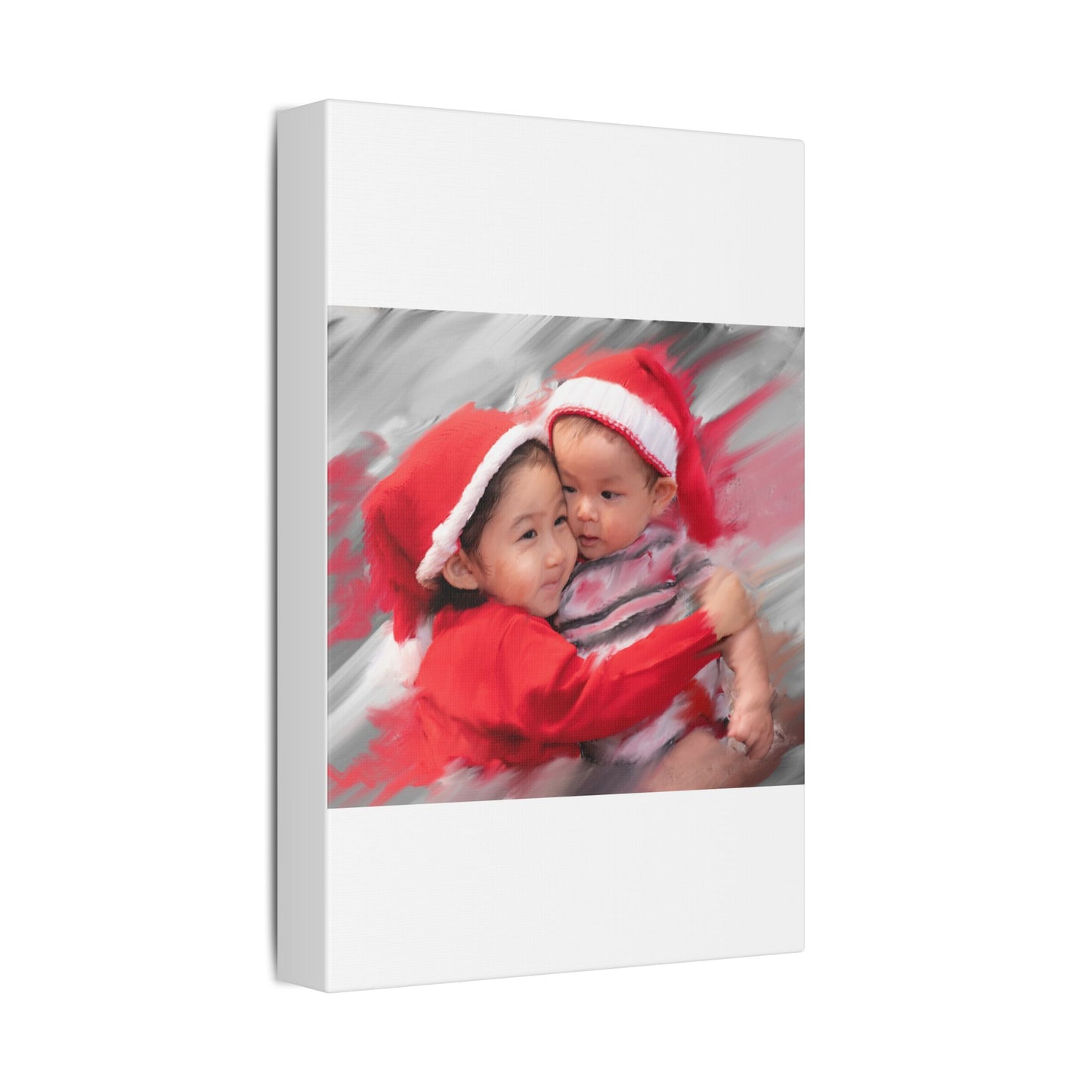 Children in Santa Hats Classic Stretched Canvas | Holiday Nursery Wall Art