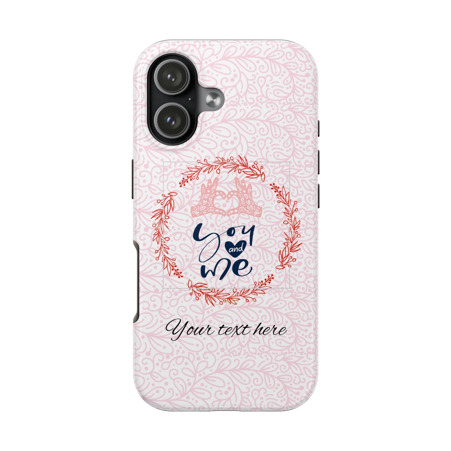 Phone Case — Pink Hand-Heart Floral Protective Tough Case