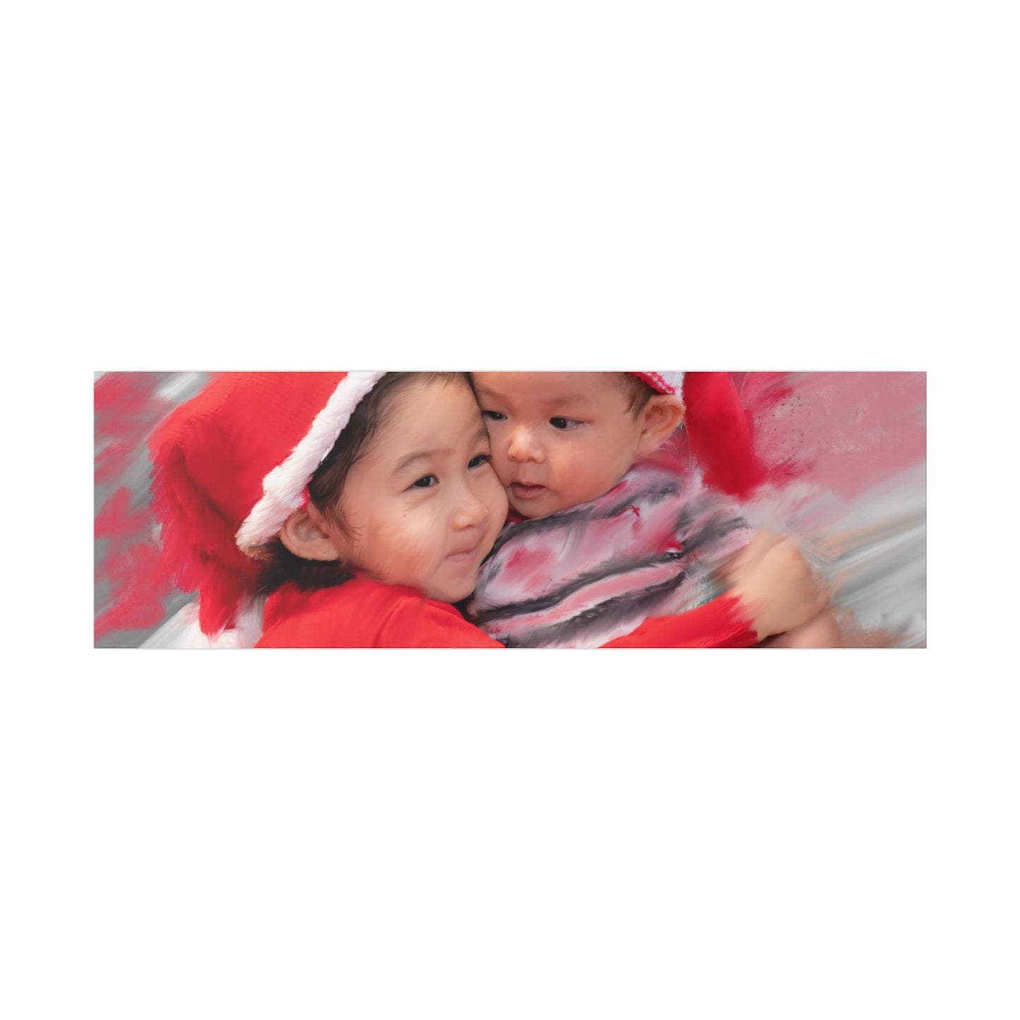 Children in Santa Hats Classic Stretched Canvas | Holiday Nursery Wall Art