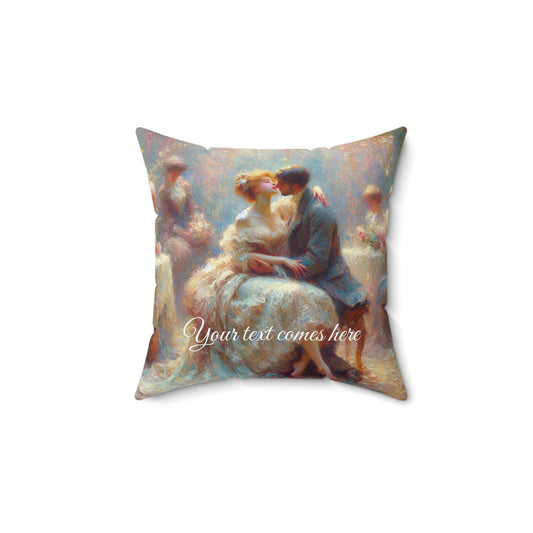 Romantic Love Square Pillow - Vintage Art & Modern Design