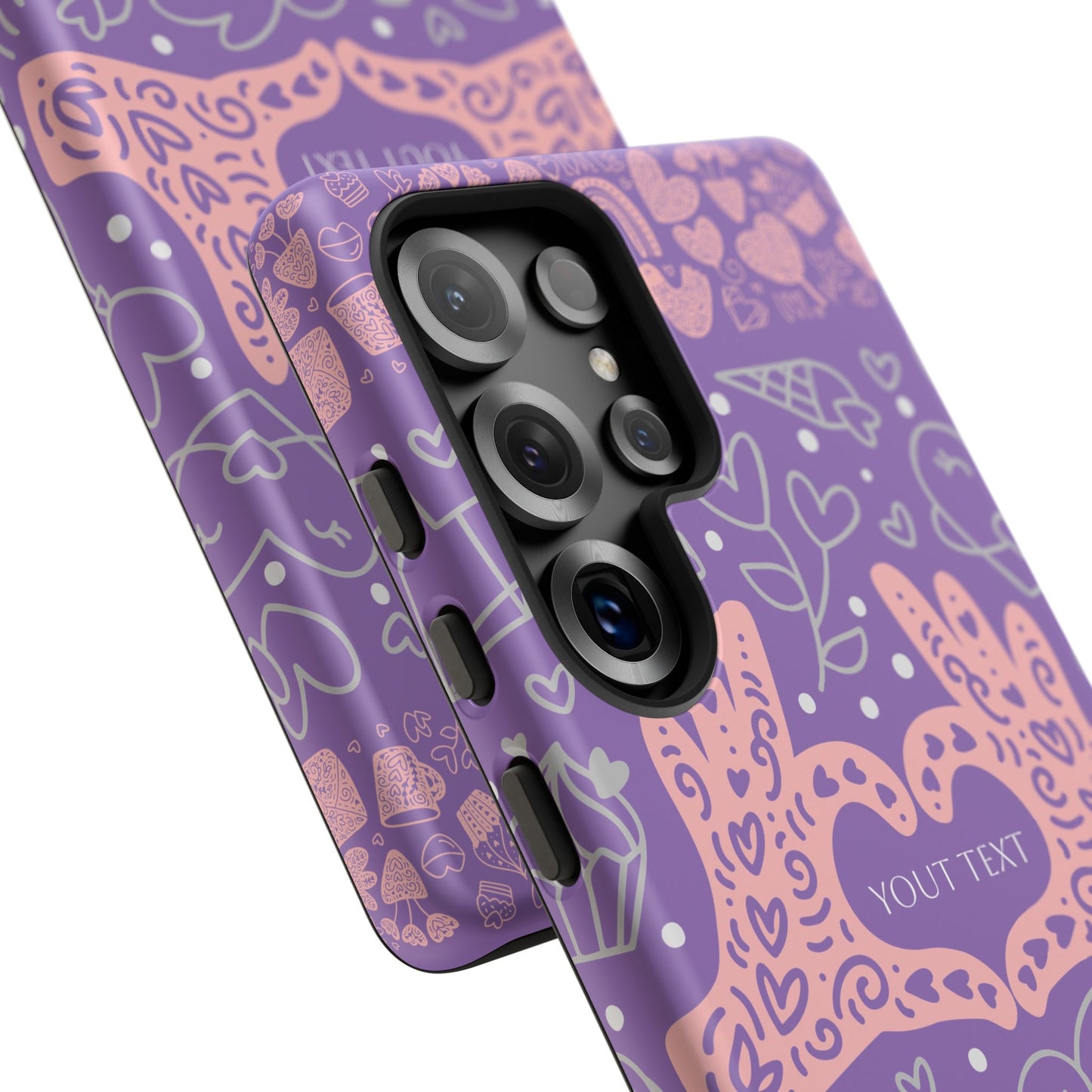 Colorful Heart Pattern Phone Case - Customizable Tough Case