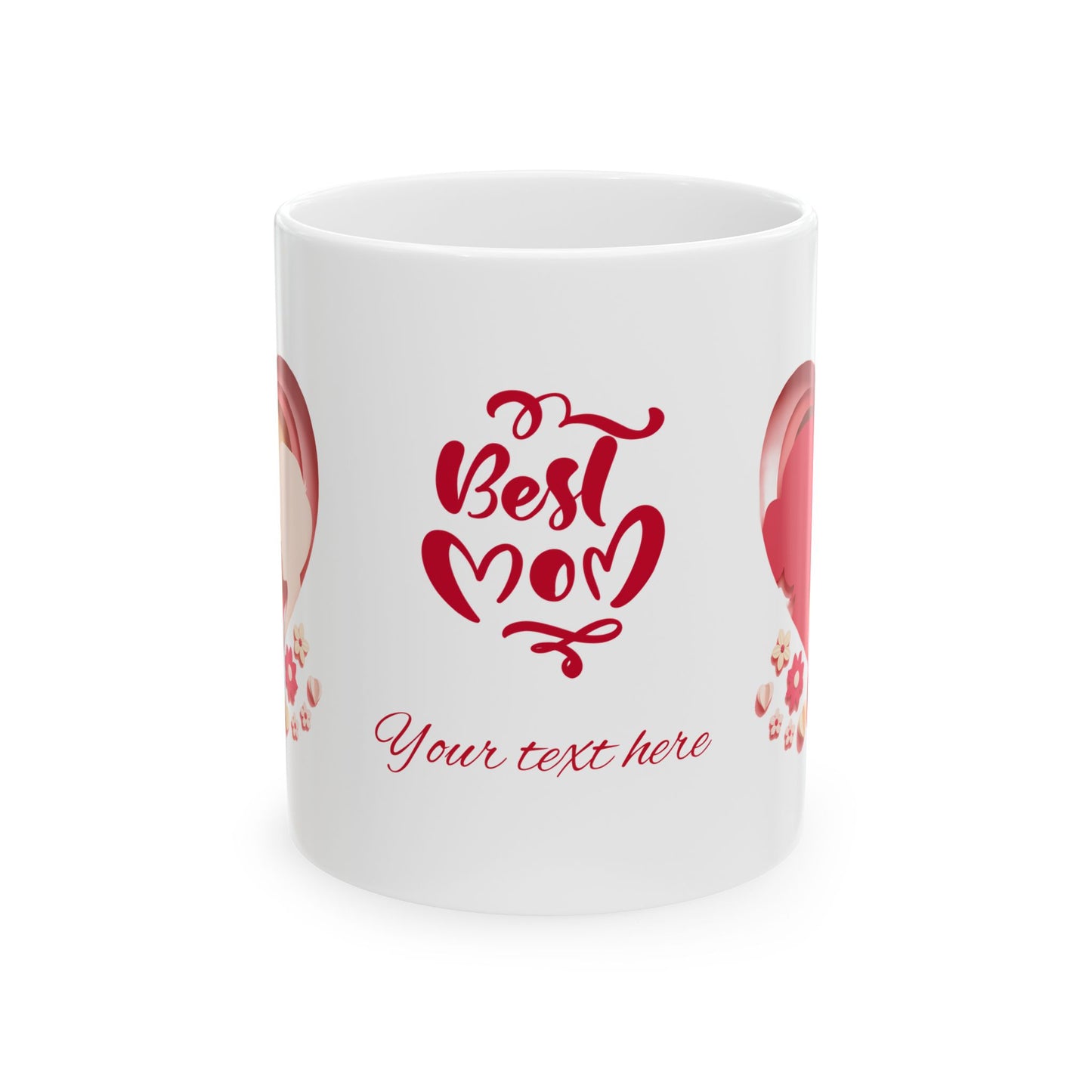 Best Mom Ceramic Mug - Heart Balloon Design (11oz, 15oz)