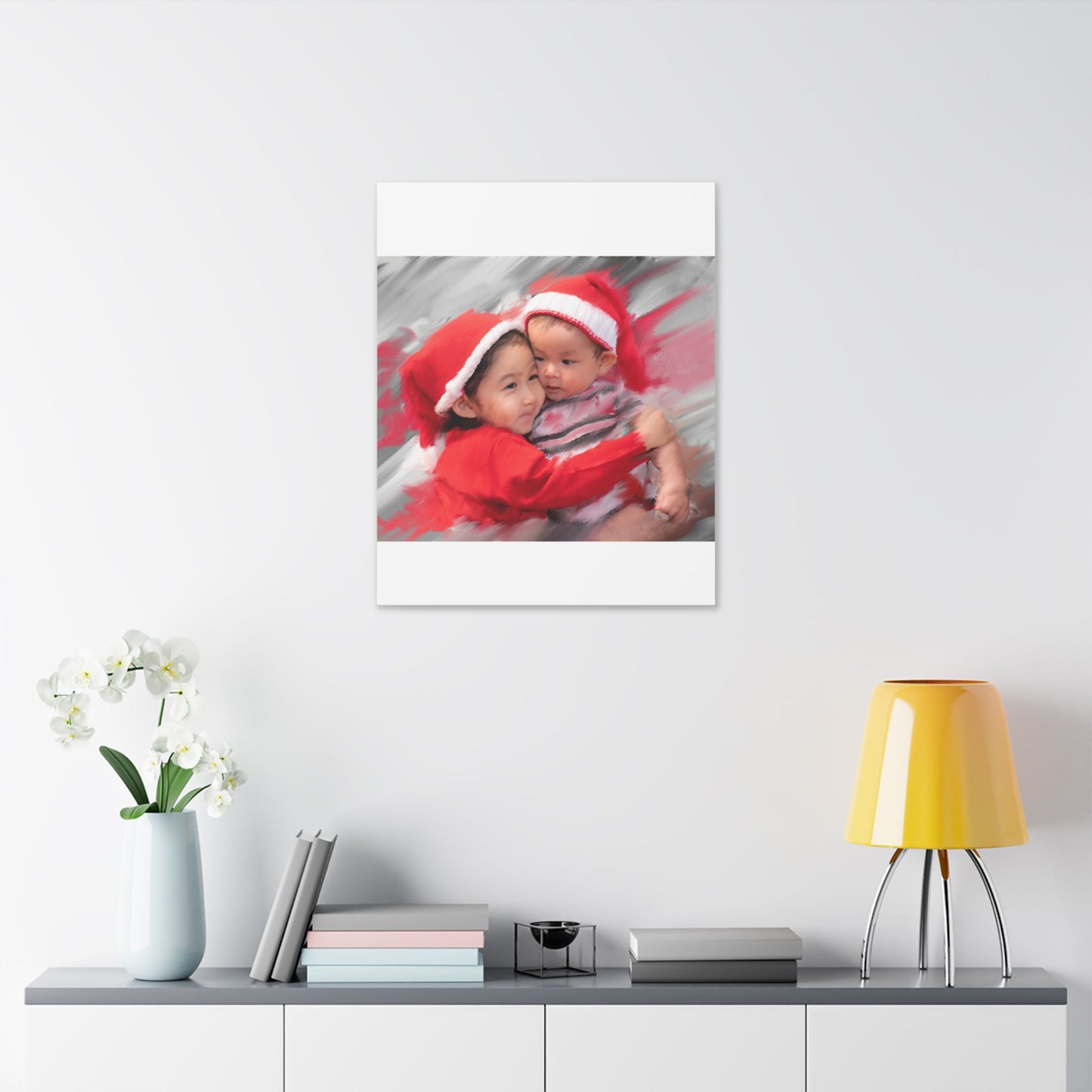 Children in Santa Hats Classic Stretched Canvas | Holiday Nursery Wall Art
