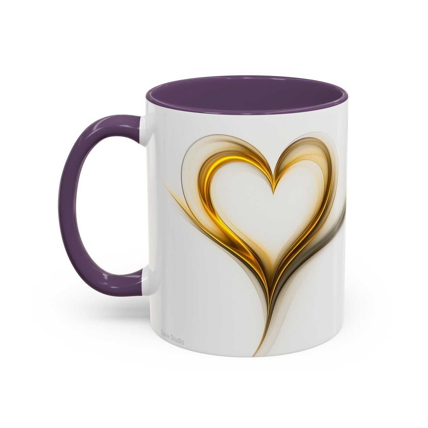 Coffee Mug - Modern Abstract Golden Heart Design - Romantic Gift for Love One
