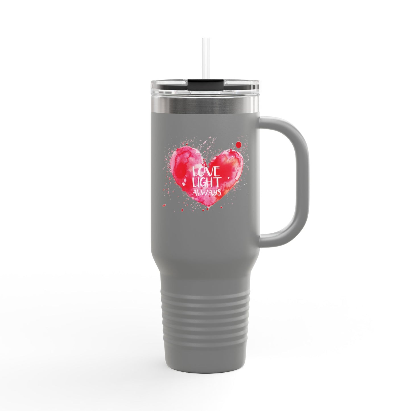 Love Light Always Insulated Travel Mug - 40oz | Heart Design for Daily Hydration & Gift Giving