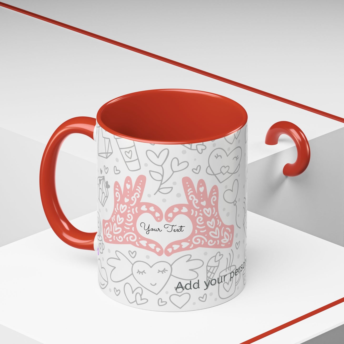 Custom Sweetheart Accent Coffee Mug – 11oz & 15oz – Cute Design for Coffee Lovers