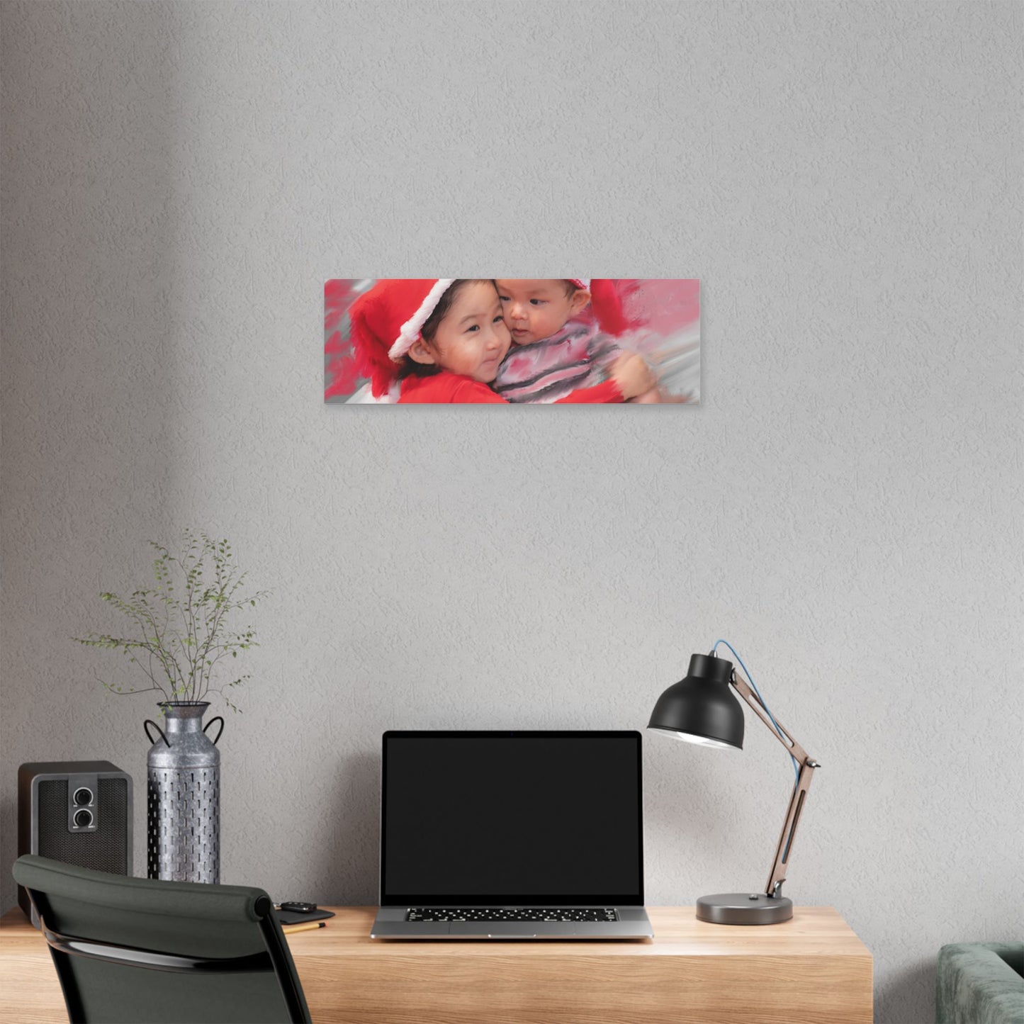 Children in Santa Hats Classic Stretched Canvas | Holiday Nursery Wall Art