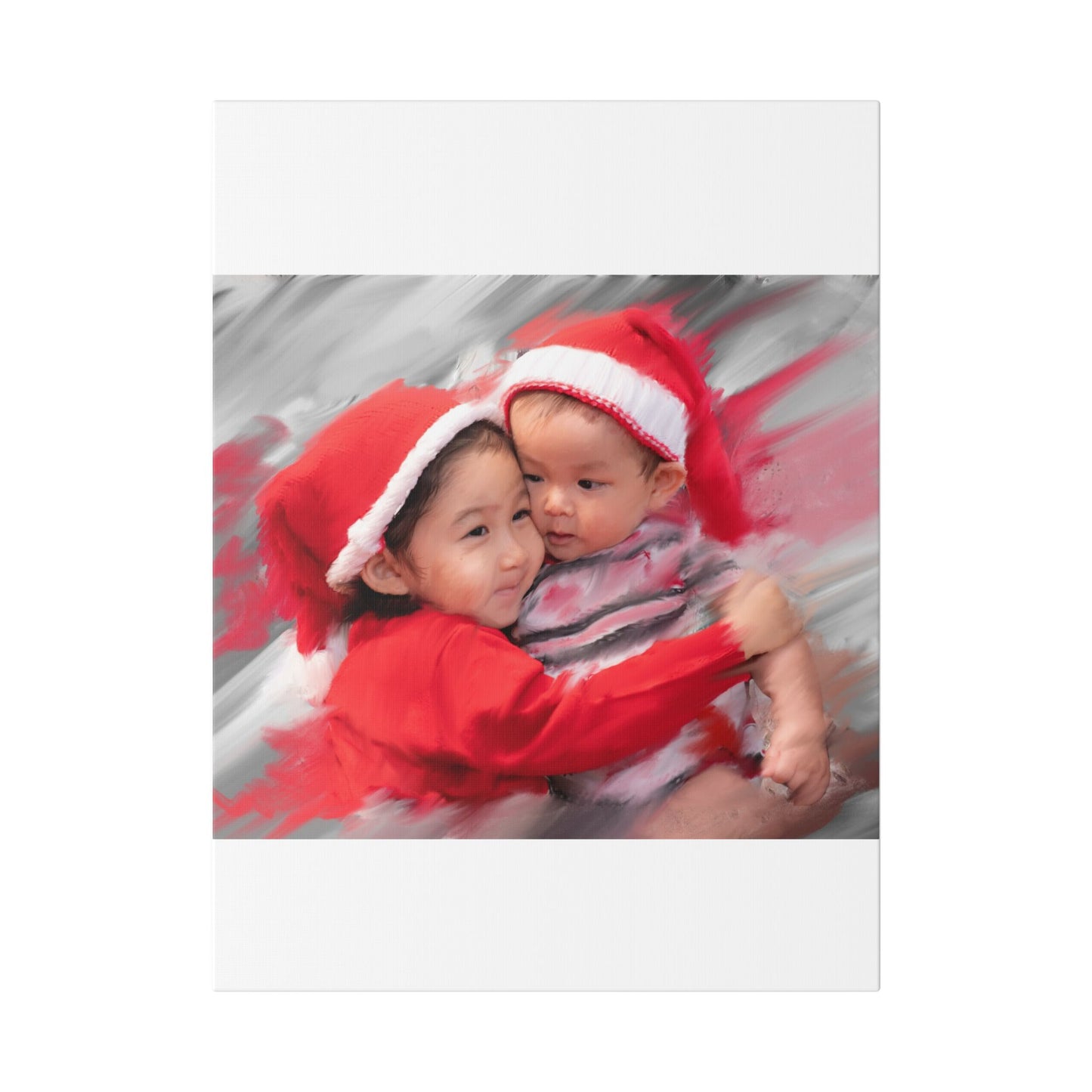 Children in Santa Hats Classic Stretched Canvas | Holiday Nursery Wall Art
