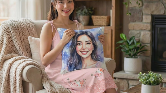 Personalized Watercolor Portrait Pillow | Custom Art Cushion Gift for Loved Ones